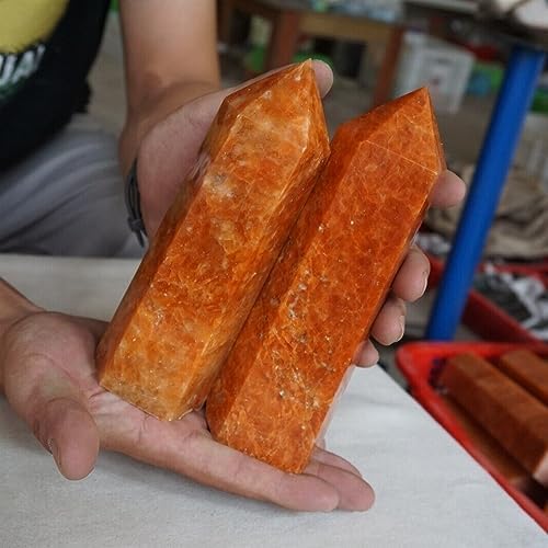 AtkitS Natural Sunstone Quartz Crystal Point Tower Polished Healing (Size : 350-400g)