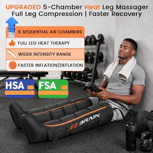 JZBRAIN Air Compression Leg Recovery Boots : Sequential Full Leg Compression Massager System for Muscle Relaxation & Relief - 11 Intensity 6 Modes 3 Heat for Athletes & Gym (Medium)