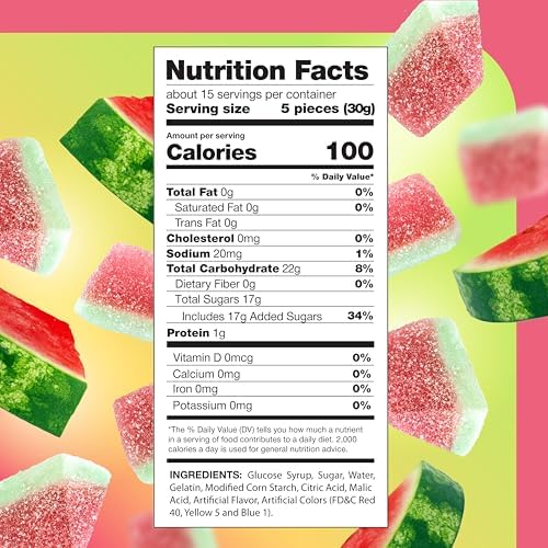 Watermelon Slices - 1 Pound Pack - Watermelon Gummy Candy - Old Fashioned Chewy Candy - Sour & Sweet Wedges for Parties, Buffets, Snacking, and Gifts