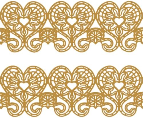 Funshowcase Large Pre-Made Ready to Use Edible Cake Lace Love Heart 14-inch 5-piece Set Golden