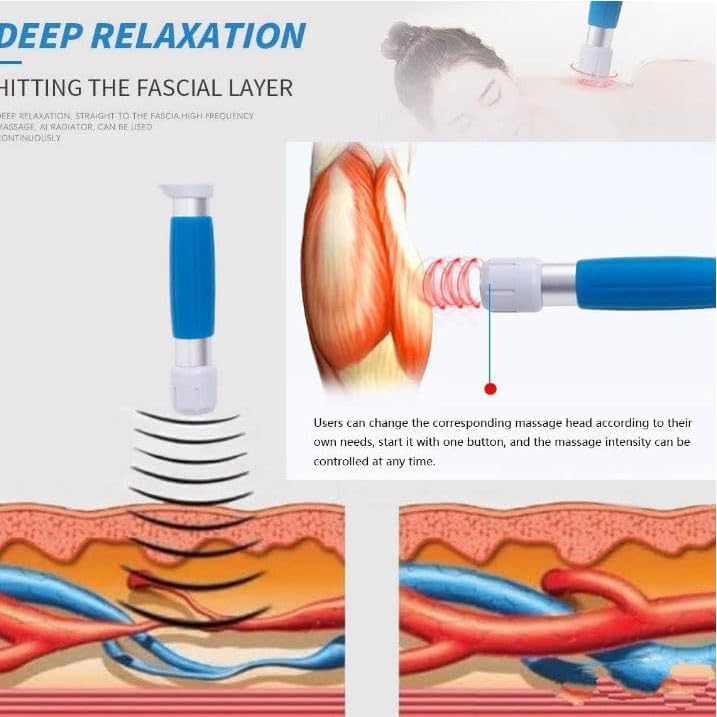 Extracorporal Shock Wave Therapy Machine E-D Shockwave Therapy Machine Body Massager for Pain Relief Massage Acoustic Shock Wave Device with 5 Massage Heads