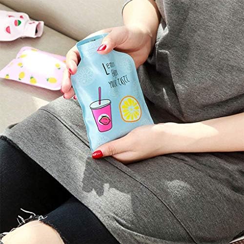 3Pcs Mini Hot Water Bottle Bag/Hand Warmer, Light and Handy, Small Heat Up and Refreezable Cold Pack, Korea Style Cute Therapy Heating Pad Warming Pain Relief, Random Pattern (Blue)