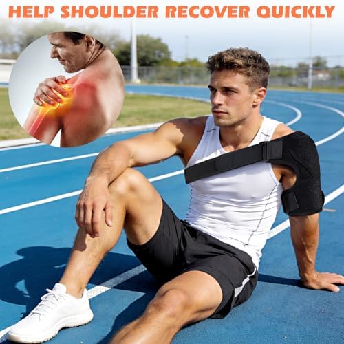Shoulder Brace for Men and Women for Torn Rotator Cuff,Arm Sling Shoulder Immobilizer,Shoulders Compression Sleeve and Support For Pain Relief,Fits Right or Left Shoulder for Daily Use and Recovery (1,Black)