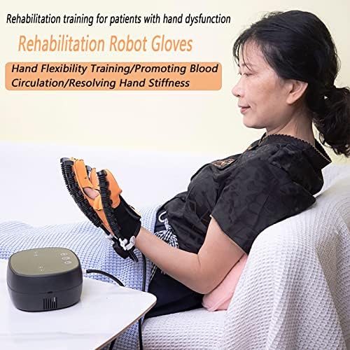 Self-Training Rehabilitation Robot Gloves, Finger Exercises and Rehabilitation Orthosis Splint Auxiliary Gloves, Minimize Spasticity(Size:L Code,Color:Left Hand)