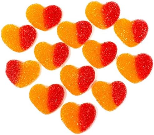 SweetGourmet Juicy Peach Hearts Gummy | Bulk Sanded Candy | 1 Pound