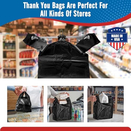 Fuxury 6000 (6K) Count Plastic T-shirt Bags Black 11.5" x 6.5" x 21", Grocery, Trash, Take Out, To Go, Restaurants, Retail Shopping Bags in Bulk for Small Business