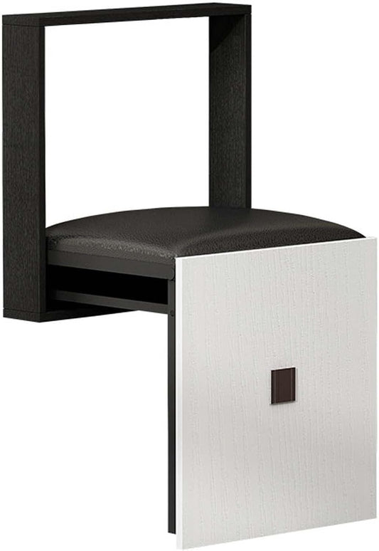 Folding Entryway Stool Wall Mounted Shoe Changing Stool, Square Shoe Bench Seat Space Saving Easy to Fold, for Entrance Hall Restroom Living Room(Black)