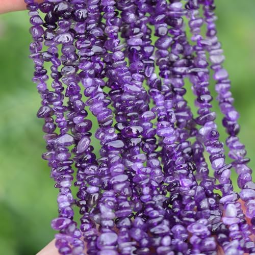 400pcs Natural Chip Stone Beads for Jewelry Making Amethyst 5-8mm Irregular Gemstones Healing Crystal Loose Rocks Bead Hole Drilled for Ring Earrings Necklace Bracelet Making DIY Art Crafts