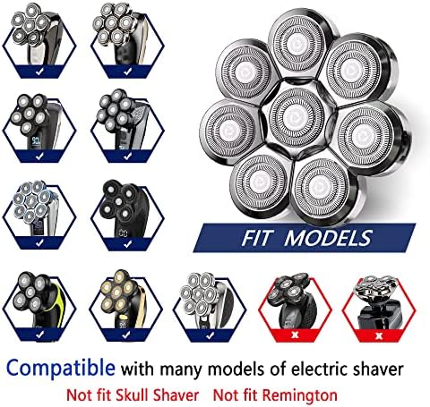 Universal Replacement Heads for Blade,Replacement Blades Compatible with Most Major Head Shaver Brands, Easy-to-Install Electric Razor Shaver Heads for Bald Men. (8 Silver)