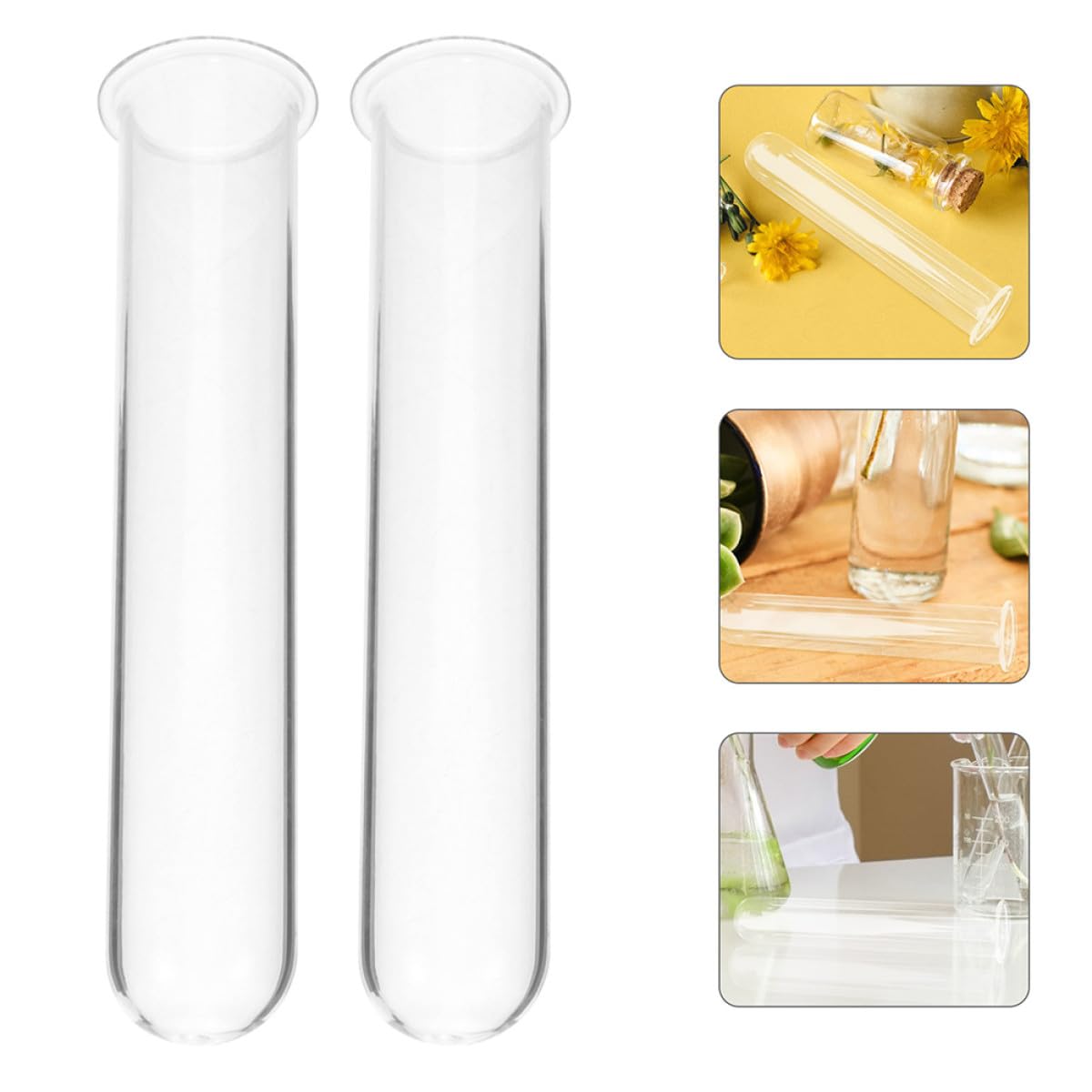 INOOMP Glass Test Tube Vases Hydroponic Plant Holders 2.5X3X18Cm Borosilicate Glass Propagation Tubes for Wall Terrarium and Home Décor 4pcs Set