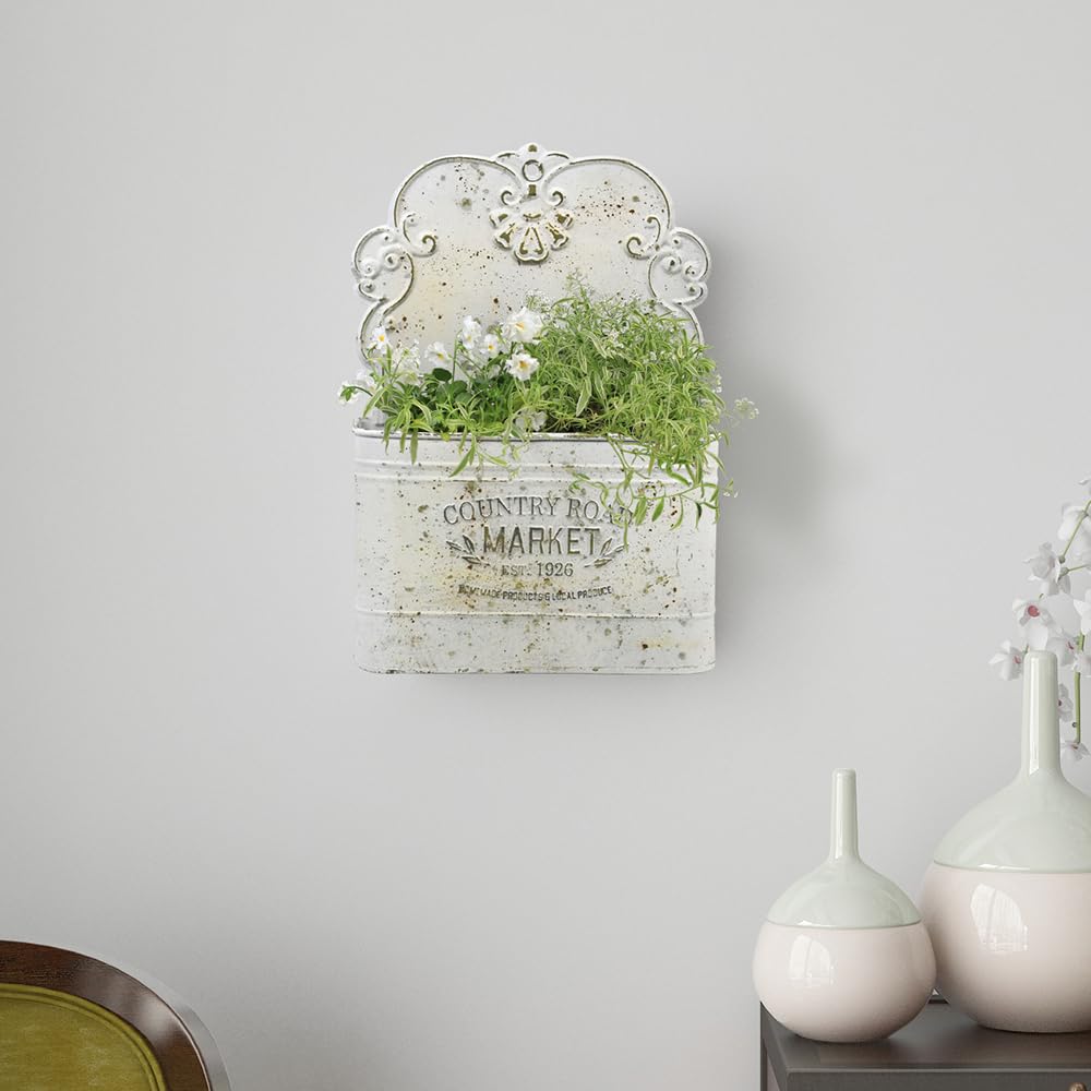All Chic Metal Wall Planter Wall Mount Planter Wall Haning Planter Outdoor Metal Wall Planter Wall Vases for Flowers Shabby Chic Wall Decor for Rustic Farmhouse