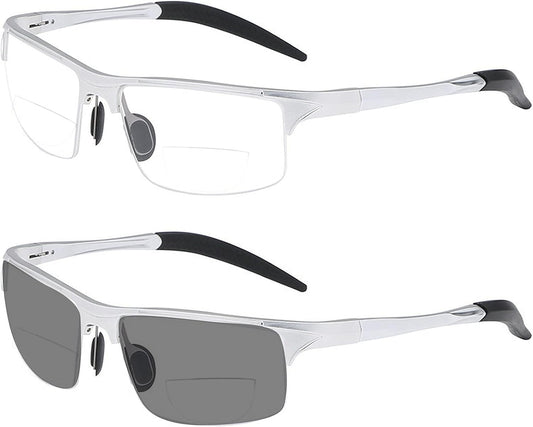 Aluminum Magnesium Multifocal Lens Reading Glasses Men Presbyopia Hyperopia Bifocal Glasses Sun Photochromic Sunglasses