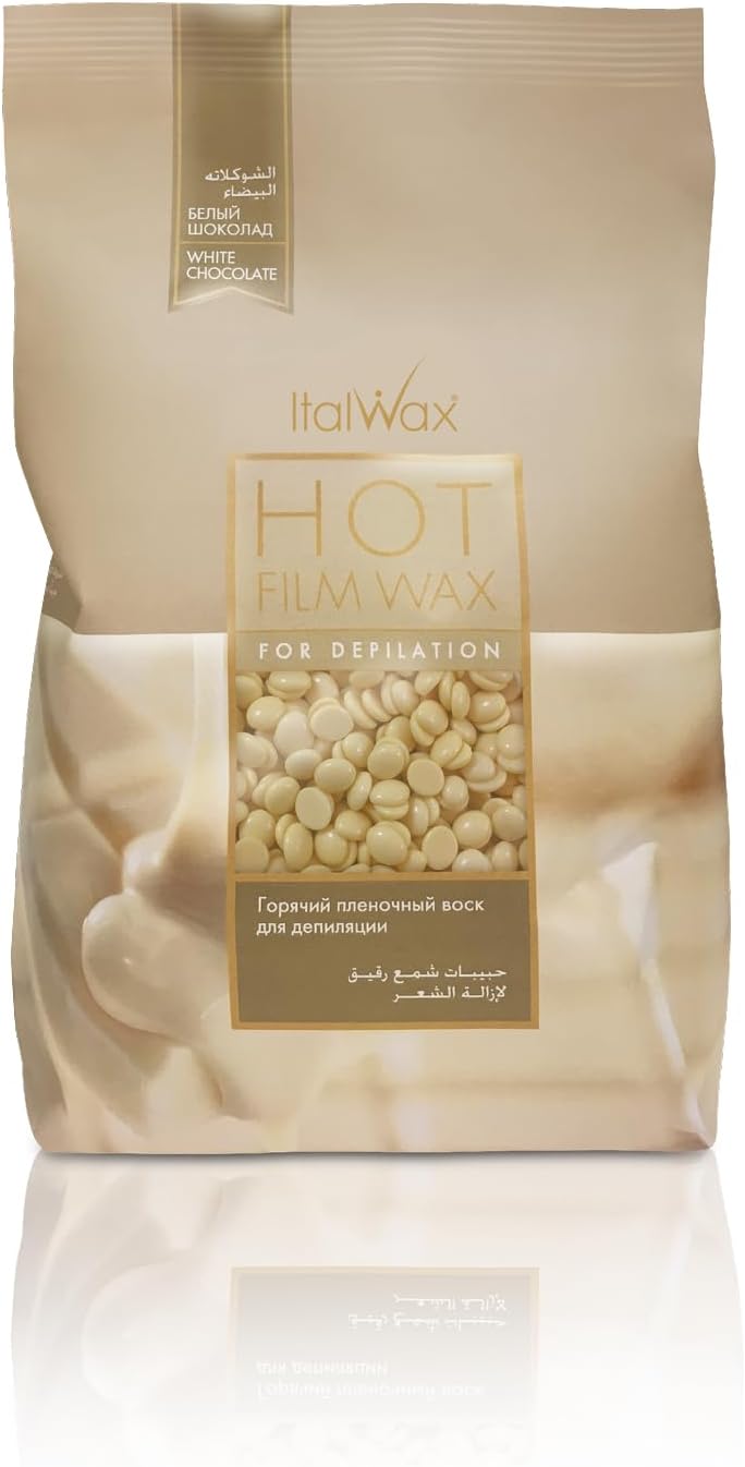 Italwax Classic Line White Chocolate Hard Wax Beads 1.1 lb (500 kg) – Long Setting Stripless Wax with Delicate Vanilla Fragrance for Large Areas & Easy Application – Made in Italy