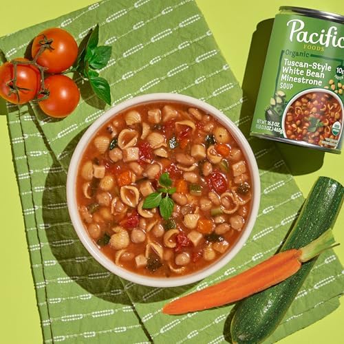 Pacific Foods Organic Tuscan-Style White Bean Minestrone Soup, 16.3 oz Can (Pack of 4)