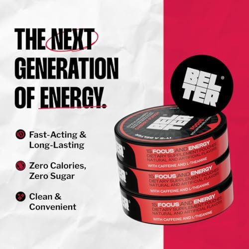 BELTER - Focus Cherry Punch, Focus Fresh Mint, & Fresh Cool Breeze - Caffeine Pouches & Sugar Free Mint Pouch Bundle - 50 Count - Zero-Calorie Energy Boost with L-Theanine - 96mg Caffeine Per Pouch