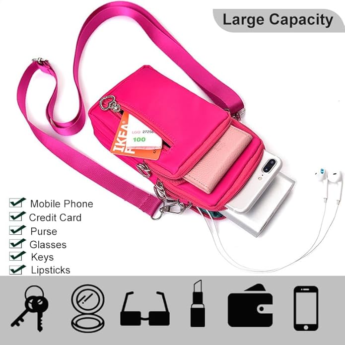 JANKS Small Crossbody Bag for Women - Mini Phone Purses with Crossbody Strap and Wallet - Nylon Arm Bag