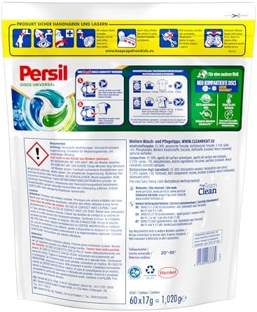 Persil Universal 4-in-1 DISCS (60 washes), universal detergent with deep cleaning technology, complete detergent for clean washing and hygienic freshness for the machine