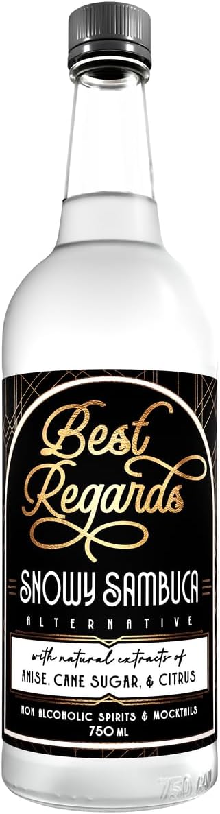 BEST REGARDS Snowy Sambuca | Non-Alcoholic Liqueur | The World’s Leading Developer of Non-Alcoholic Spirits, Liqueurs & Mocktails | 25.4 FL OZ (750 ML)