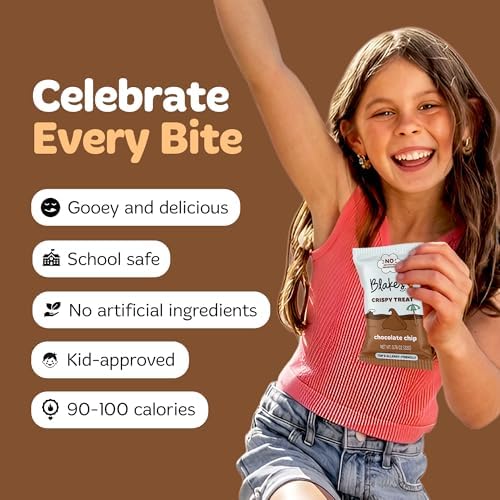 Blake’s Crispy Treats – Chocolate Chip (36 Count), Nut Free, Gluten Free, Dairy Free & Vegan, Healthy Snacks for Kids or Adults, School Friendly, Low Calorie Soy Free Snack