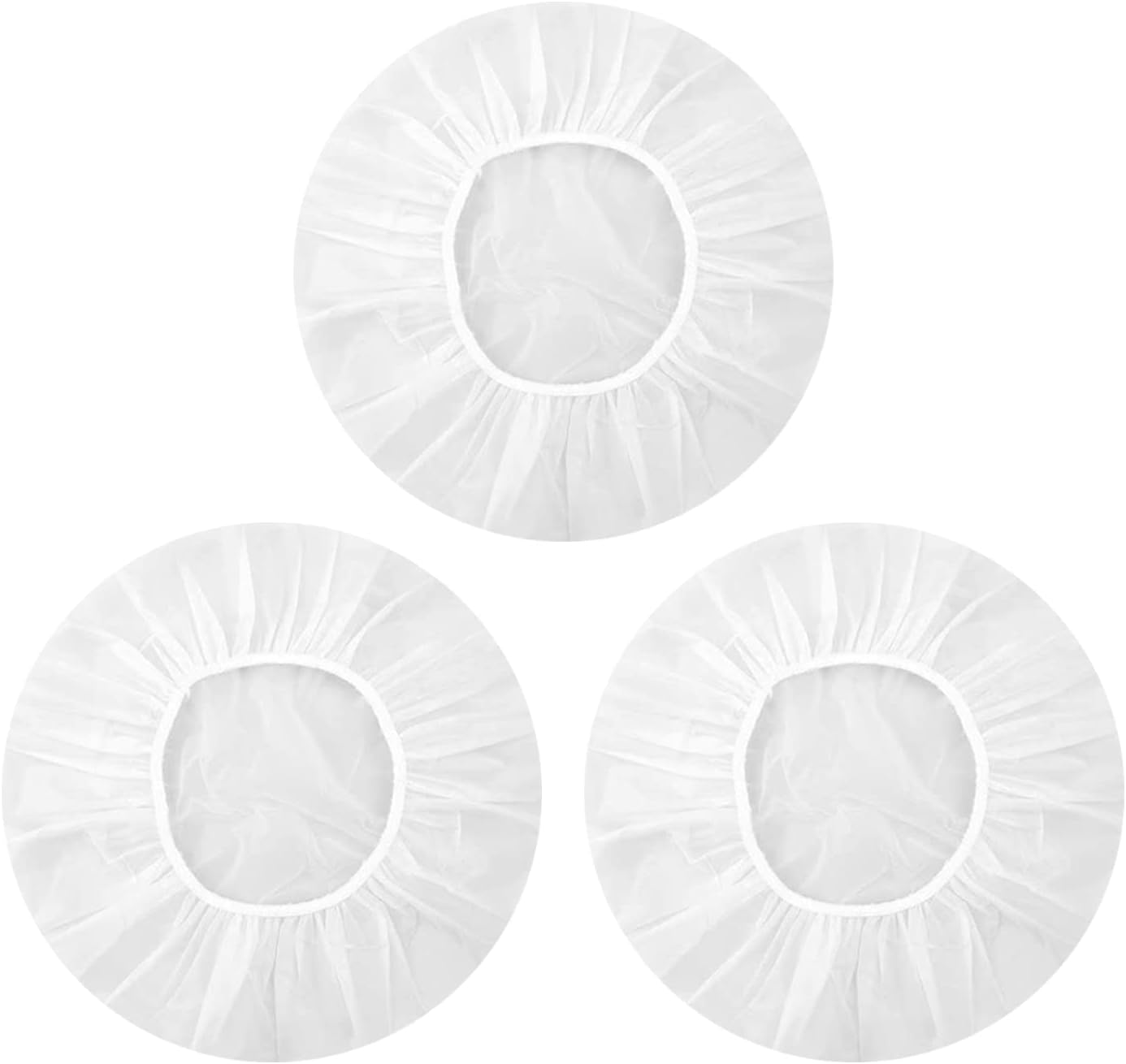 Shower Caps, 3 Pcs Waterproof Bath Caps Plastic Reusable Shower Caps Elastic Band Bath Hair Hat for Women Ladies Spa Salon