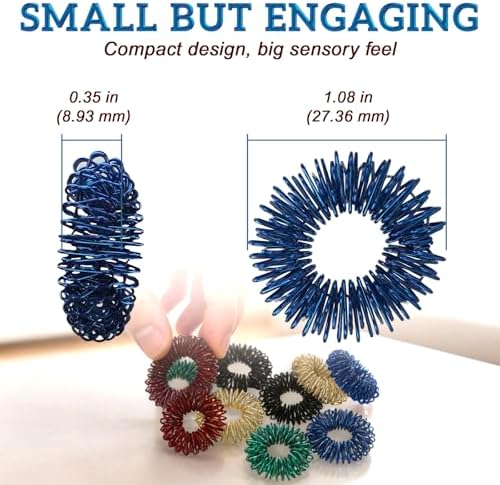 ZENO Spiky Fidget Rings – 10 Pack Sensory Finger Rings for Adults, Silent Stress Relief & Anxiety Fidget, Tactile Finger Massager Rings for Focus & Nervous Habits
