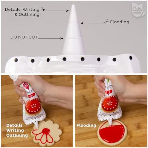 Cake Mate Cookie Icing, Fast-Drying Squeeze Pouch Icing for Decorating Sugar Cookies & Gingerbread, 7 oz., Red