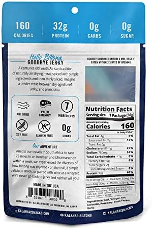 Garlic Kalahari Biltong, Air-Dried Thinly Sliced Beef, 2oz (Pack of 3), Sugar Free, Gluten Free, Keto & Paleo, High Protein Snack
