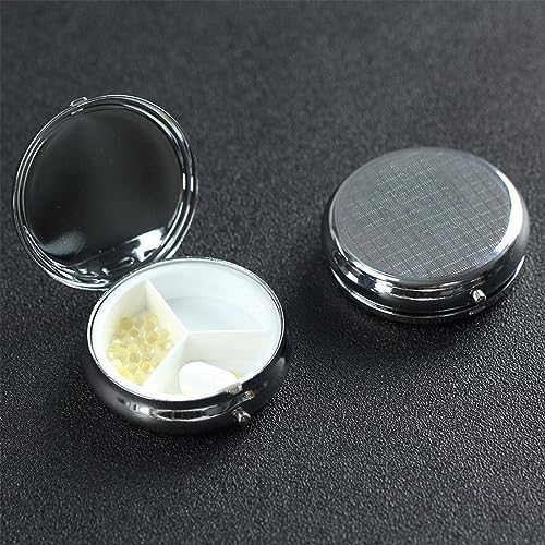 Portable Pill Box, White Rugby Ball Mini Round Pill Box, can be Put into Wallet, Pocket, Lightweight and Convenient 3 Compartment Pill Box
