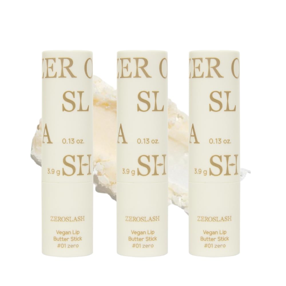 Zeroslash Vegan Lip Butter Stick with Shea Butter & Squalane 0.13oz â Hydrating Lip Balm for Dry, Chapped Lips | Plant-Based Lip Care with 6 Natural Oils | Overnight Lip Mask | Pack of 3