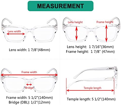 Eyekepper 4 Pack Ladies Reading Glasses - Oversized Square Design Readers for Women Transparent +1.50