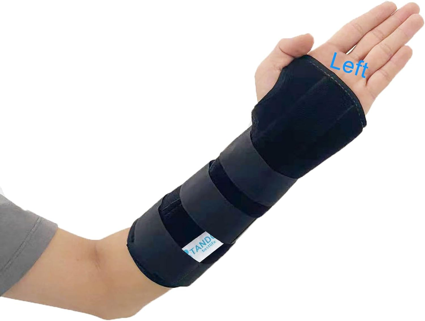 Unisex Forearm and Wrist Support Splint Brace Double Fixation Wrist Brace for Carpal Tunnel, Adjustable Night Time Forearm Immobilizer Brace Splints,10.6 inch (27cm) length(LH/M)