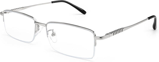 Dollger Rectangle Blue Light Glasses for Men Metal Anti Bluelight Blocking Glasses for Computer Fashion Eyeglasses Small Half
