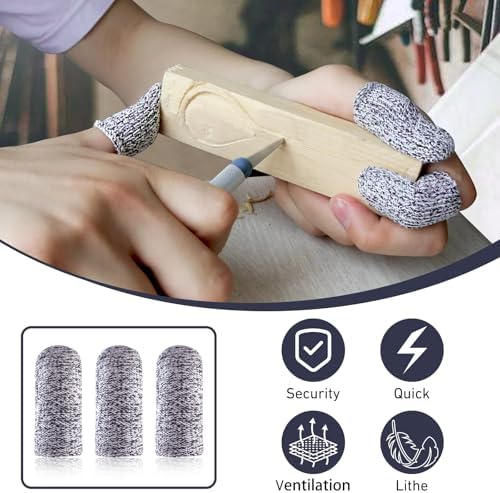 20 Pcs Finger Cots Cut Resistant Protector Reusable Fingertip Gloves Cover Large Finger Nail Sleeves Fabric Thumb Protection Guards Kitchen Hand Sewing Food Cutting Sculpture Carving Work Supplies