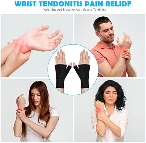 AOOWU Wrist Brace with Thumb Support, 2 Pair Black Compression Elastic Hand Brace for Men and Women, Breathable Wrist Splint for Carpal Tunnel, Pain Relief, Tendonitis, Arthritis, Sprain, Sports(M)
