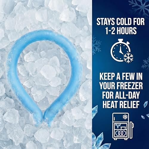 CoolTimeUSA Neck Cooling Tube | Wearable Cooling Neck Wraps for Summer Heat I Hands Free Cold Pack | Reusable Cooler (Blue)