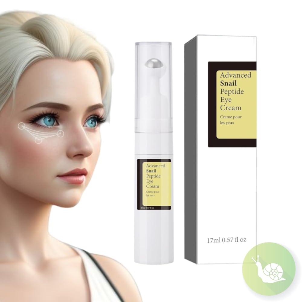 Snail Peptide Eye Serum, Under Eye Roller Cream to Reduce Dark Circles Puffiness Wrinkles Fine Lines, Niacinamide Eye Essence with 360Â° Massage Ball, Roll-On for Moisturizing Firming (SNAIL MUCIN)