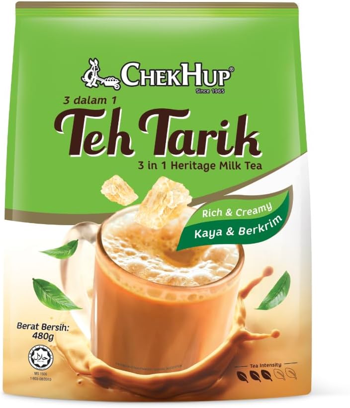 Chek Hup Teh Tarik 3 In 1 Instant Milk Tea Beverage/Fragrant Black Tea With Premium Rock Sugar/Smooth, Rich With Velvety Aftertaste/12s x 40g