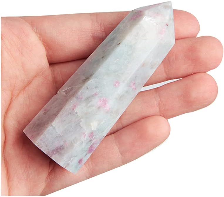 Acxico 1Pcs 7-8cm Natural Pink Tourmaline Tower Quartz Crystal Point Obelisk Wand Healing Gift