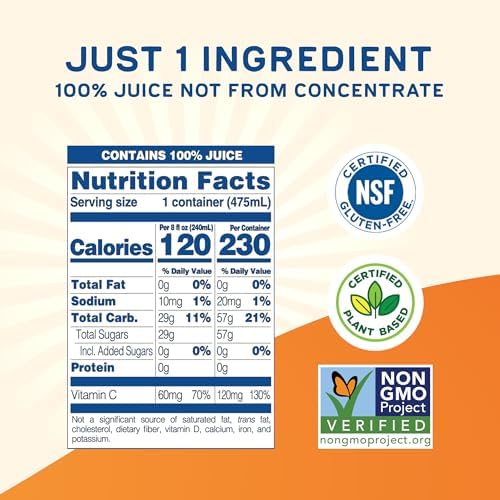 Odwalla 100% Pure Orange Juice No Pulp – Hand-Picked OJ Juice - Vitamin C - No Sugar Added, No Artificial Ingredients, No Preservatives - 16 fl oz (12 Pack)