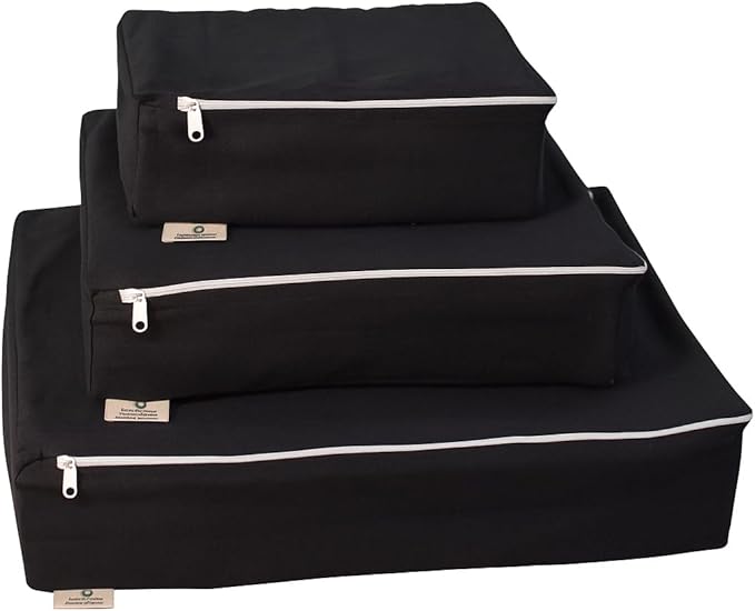 Packing Cubes Bag Pure Canvas Travel Organizers (18"x12"x4") with Durable YKK Zippers for Clothes, Shoes & Luggage Storage (Set of 3 (Large), Black)