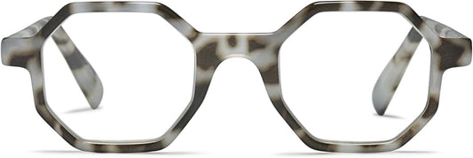 2SeeLife Oversized Hexagon TR-90 Reading Glasses for Men & Women – Medium–Wide Fit, Durable, Spring Hinges, Premium Readers, Gray Tortoise, +3.00