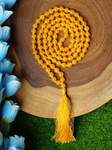 Natural Yellow Citrine Semi Precious Gemstone 108 Beads Japa Mala Prayer Necklace Wrist Mala Bracelet For Yoga Meditation Energy Balancing