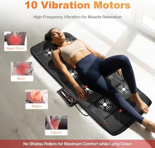 CILI Full Body Massage Mat with Heat, Vibration Back Massage Pad, Full Body Massager for Bed Chair Sofa, Massage Mattress Pad, Father‘s Day Gift for Dad