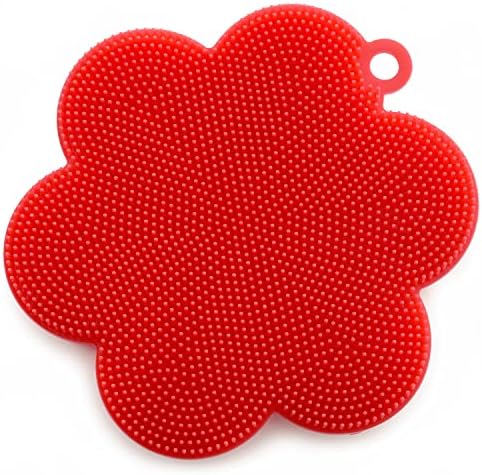 Norpro Red Flower-Shaped Silicone Dish Brush Scrubber