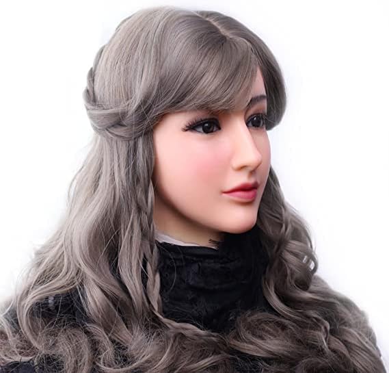 Minaky Soft Silicone Realistic Female Head Mask Hand-made Face for Crossdresser Transgender Costumes Disguise 3G（No.2）