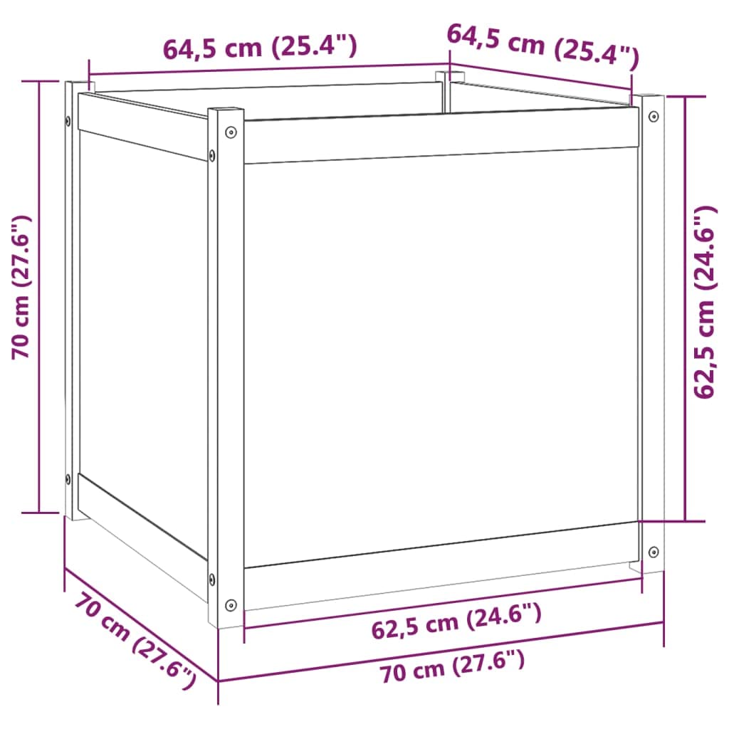 WRJENFSC Large Square Solid Pinewood Planter Box Honey Brown Outdoor for Gardens Terraces Patios Durable Spacious Raised Garden Bed Alternative Natural Wood Finish