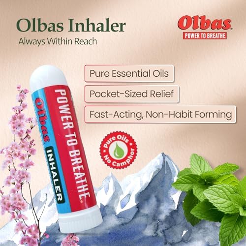 Olbas Inhaler Aromatherapy, Essential Oil Inhaler with Natural Oils, 1 Pack 285 mg, Pocket Sized Nasal Inhaler Stick for Clear Breathing and Sinus Relief