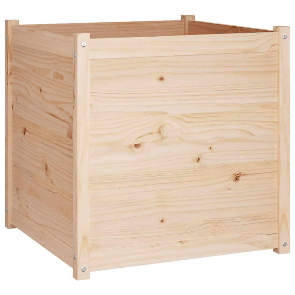 Keeushr Rustic Solid Pine Garden Planter 27.6 Inch Durable Outdoor Wooden Planter Box for Balcony Patio, Spacious Square for Flowers Herbs Vegetables, Natural Pinewood Container