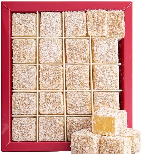 Lemon Flavored Turkish Delight 450g (~1lb) – Coconut Covered Lokum – Soft & Chewy Citrus Candy – Traditional Turkish Sweets – Vegan, No Additives, 100% Sugar Beet