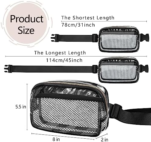 VOROLO Fanny Pack For Women And Men Crossbody Bag Belt Bag with Adjustable Strap Graduation Gifts Clear Grey-1